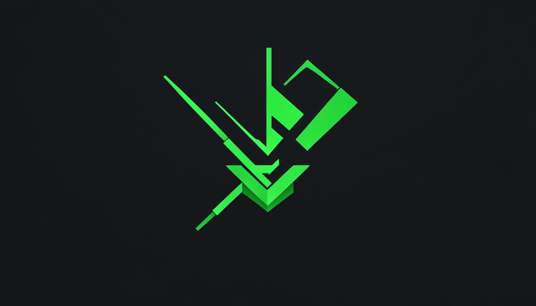 Abstract icon representing laser marking precision, green geometric shapes on dark background