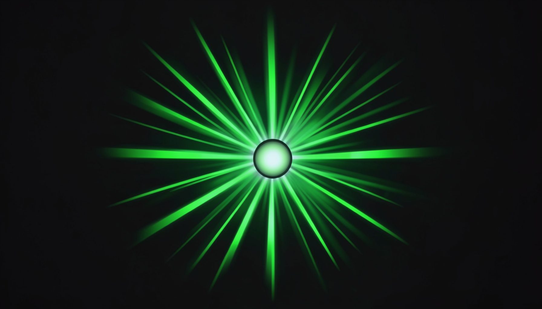 Abstract icon representing laser cleaning, green radial burst on dark background