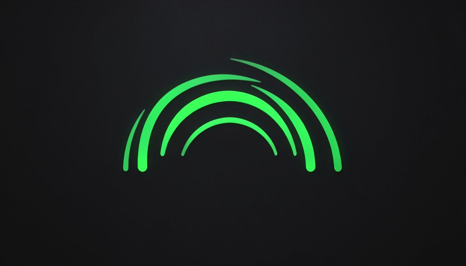 Abstract icon representing laser welding, green arc motif on dark background